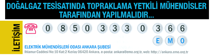 BAŞKENTGAZ DOĞAL GAZ TOPRAKLAMA ÖLÇÜMLERİNİ EMO TARAFINDAN YETKİLENDİRİLMİŞ SMM ÜYELERİMİZE YAPTIRACAK