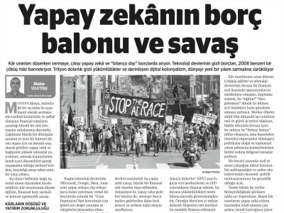 MAHİR ULUTAŞ YAZDI: YAPAY ZEKANIN BORÇ BALONU VE SAVAŞ (BİRGÜN, 31.07.2026)
