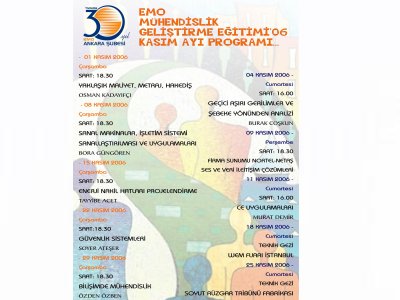 M�hendislik Geli�tirme E�itimleri Kas�m ay� program�