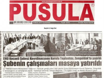PUSULA: EMO KOCAELİ ŞUBESİ KOORDİNASYONU KURULU TOPLANTISI ZONGULDAK`TA YAPILDI.