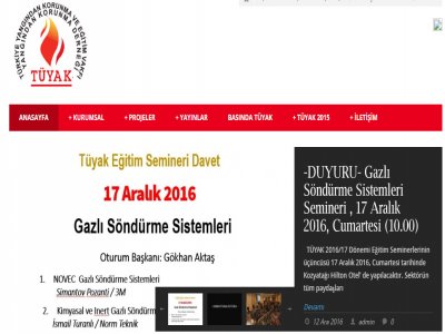TÜYAK GAZLI SÖNDÜRME SİSTEMLERİ SEMİNERİ DÜZENLİYOR