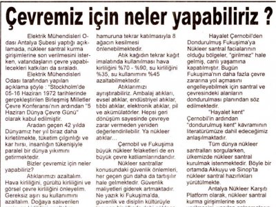 ÇEVREMİZ İÇİN NELER YAPABİLİRİZ (ANTALYA EKONOMİ-07.06.2014)