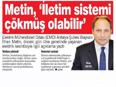 METİN, İLETİM SİSTEMİ ÇÖKMÜŞ OLABİLİR (ANTALYA GÜNDEM-02.04.2015)