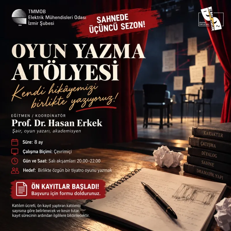 EMO İzmir Tiyatro Topluluğu 3. Sezonunda - Oyun Yazma Atölyesi Kayıtları Başladı