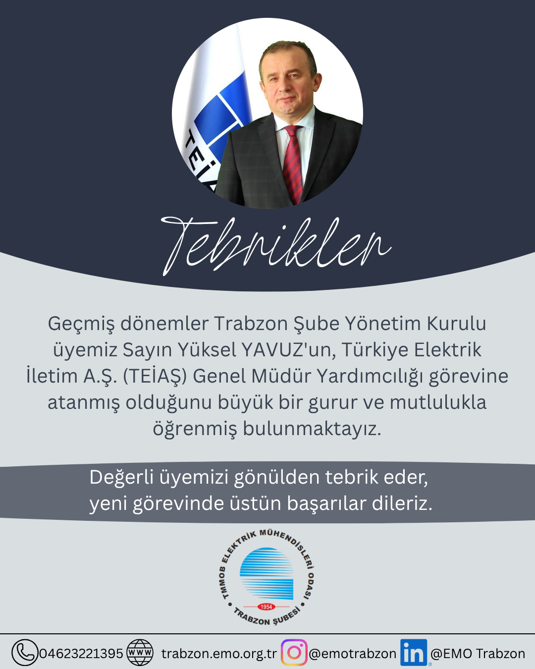 SAYIN YÜKSEL YAVUZ TEBRİK