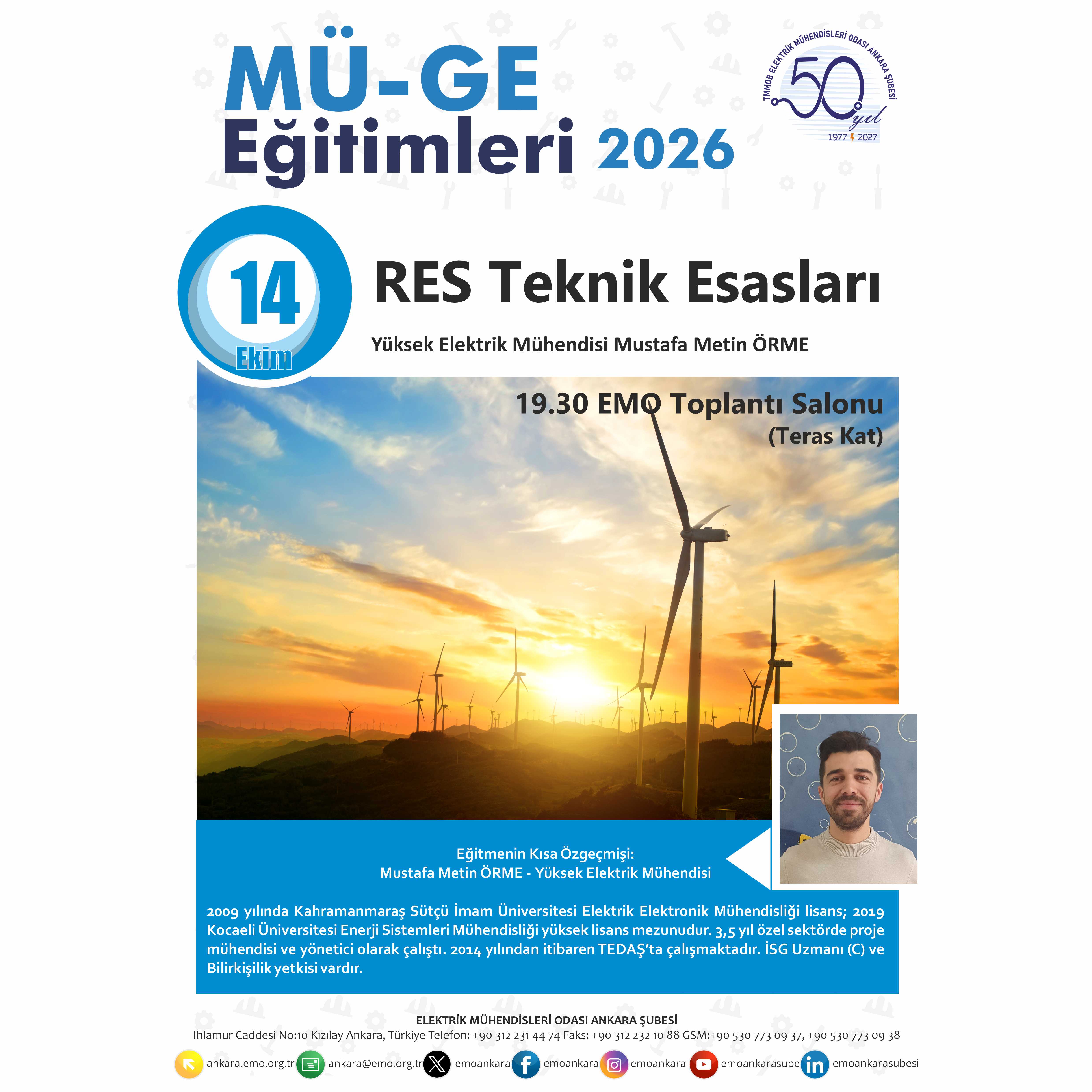 MÜGE EKİM AYI: `RES TEKNİK ESASLARI`