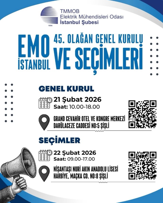 EMO İSTANBUL ŞUBESİ 45. OLAĞAN GENEL KURULU VE SEÇİMLERİ GERÇEKLEŞECEK