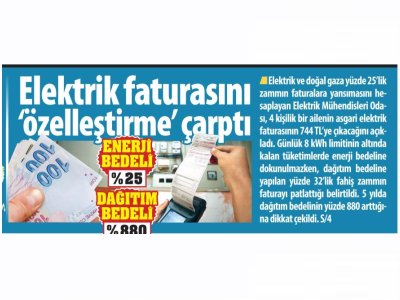 ELEKTRİK FATURASINI `ÖZELLEŞTİRME` ÇARPTI (KARAR, 07.04.2026)