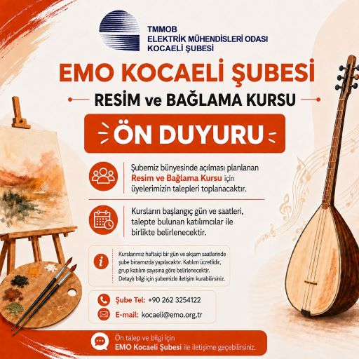🎨🎶 EMO KOCAELİ ŞUBESİ RESİM VE BAĞLAMA KURSU – ÖN DUYURU