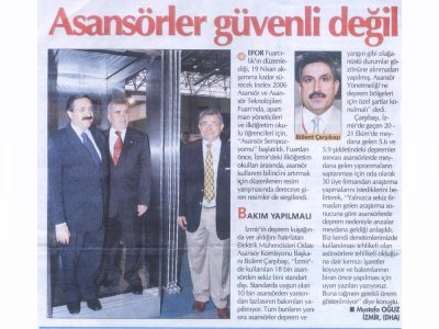 ASANSÖRLER GÜVENLİ DEĞİL-16.04.06 HÜRRİYET EGE