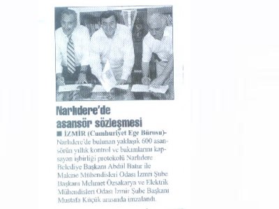 NARLIDERE'DE ASANSÖR SÖZLEŞMESİ-20.07.2006 CUMHURİYET