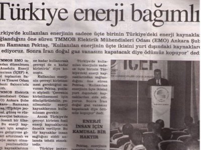 TÜRKİYE ENERJİ BAĞIMLISI (PALANDÖKEN GAZETESİ, 28.05.2007)