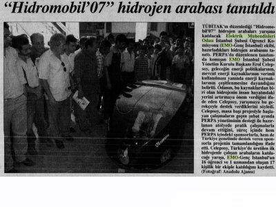 HİDROMOBİL '07 HİDROJEN ARABASI TANITILDI - BİZİM GAZETE - 25 TEMMUZ 2007