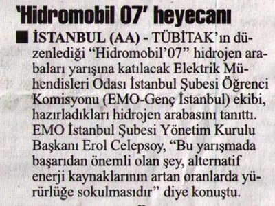 HİDROMOBİL '07 HEYECANI - CUMHURİYET GAZETESİ - 24 TEMMUZ 2007