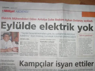 ELEKTRİK PİYASASI ÇÖKÜYOR,KAMU İŞ BAŞINA-31.07.2007