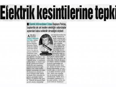 ELEKTRİK KESİNTİLERİNE TEPKİ (ANAYURT GAZETESİ, 22.11.2007)
