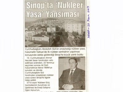 SİNOP'TA "NÜKLEER YASA" YANSIMASI