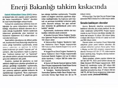 ENERJİ BAKANLIĞI TAHKİM KISKACINDA (EVRENSEL, 25.01.2008)
