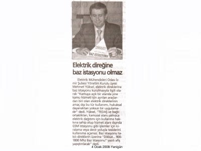 ELEKTRİK DİREĞİNE BAZ İSTASYONU OLMAZ-YENİGÜN 04.01.2008