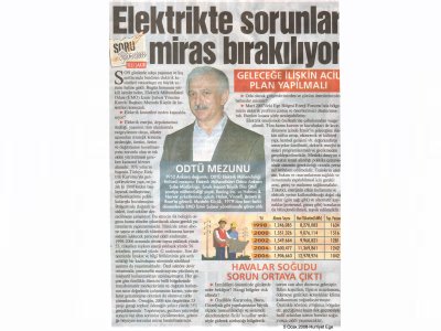 ELEKTRİKTE SORUNLAR MİRAS BIRAKILIYOR- HÜRRİYET EGE