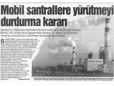 MOBİL SANTRALLARA YÜRÜTMEYİ DURDURMA KARARI