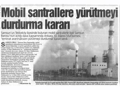 MOBİL SANTRALLARA YÜRÜTMEYİ DURDURMA KARARI