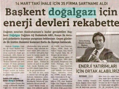 BAŞKENTTE DOĞALGAZ İÇİN ENERJİ DEVLERİ REKABETTE (REFERANS, 08.03.2008)