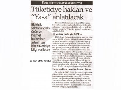 TÜKETİCİYE HAKLARI VE YASA ANLATILACAK-16.03.2008/YENİGÜN