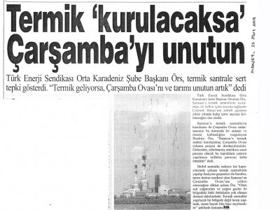 TERMİK "KURULACAKSA" ÇARŞAMBA'YI UNUTUN