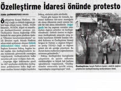 ÖZELLEŞTİRME İDARESİ ÖNÜNDE PROTESTO (BİRGÜN, 28.05.2008)