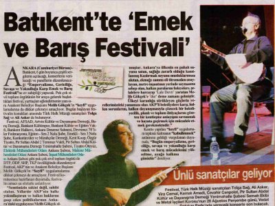 BATIKENT'TE 'EMEK VE BARIŞ FESTİVALİ' (CUMHURİYET ANKARA, 22.08.2008)