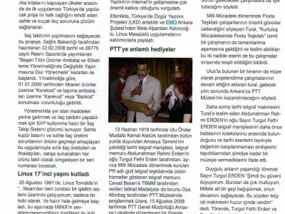 LİNUX 17'İNCİ YAŞINI KUTLADI (TELEPATİ TELEKOM DERGİSİ, 16.9.2008)