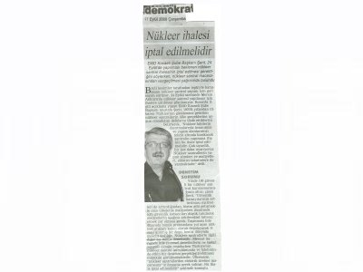 NÜKLEER SANTRAL MACERASINDAN BİR AN ÖNCE VAZGEÇİLMELİ, NÜKLEER SANTRAL İHALESİ İPTAL EDİLMELİDİR