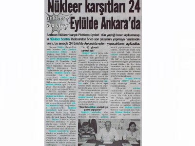 NÜKLEER KARŞITLARI 24 EYLÜLDE ANKARA'DA