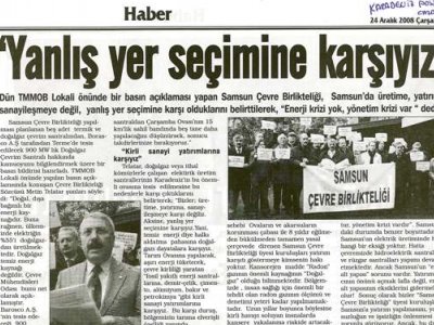 YANLIŞ YER SEÇİMİNE KARŞIYIZ