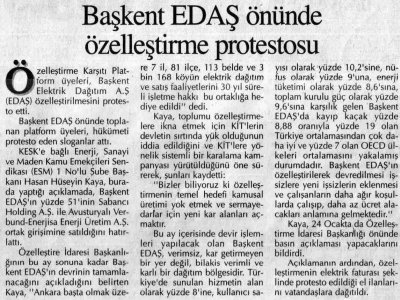 BAŞKENT EDAŞ ÖNÜNDE ÖZELLEŞTİRME PROTESTOSU (GÜNLÜK HABER, 14.1.2009)