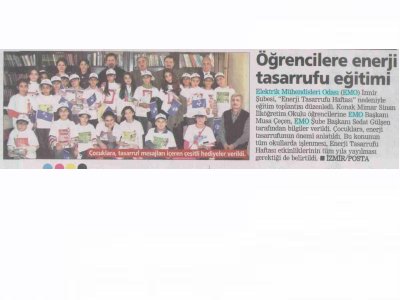 ÖĞRENCİLERE ENERJİ TASARRUFU EĞİTİMİ-22.01.2009 POSTA EGE