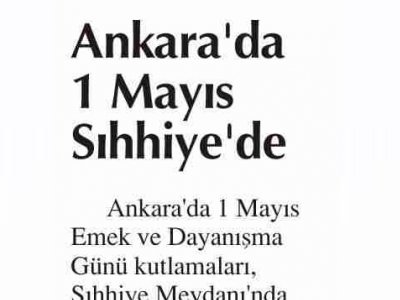 ANKARA'DA 1 MAYIS SIHHİYE'DE (BURSA HAKİMİYET, 20.4.2009)