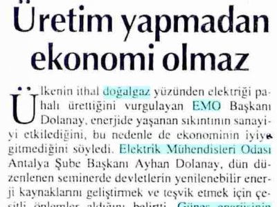 AYHAN DOLANAY:ÜRETİM YAPMADAN EKONOMİ OLMAZ (KÖRFEZ-18.04.2009)