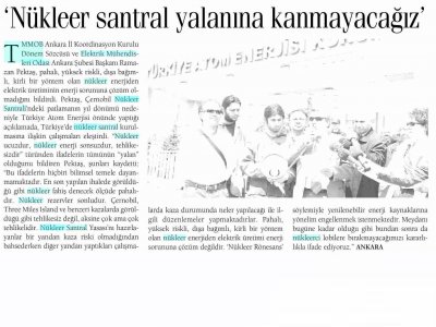 'NÜKLEER SANTRAL YALANINA KANMAYACAĞIZ (GÜNLÜK GAZETESİ, 27.4.2009)