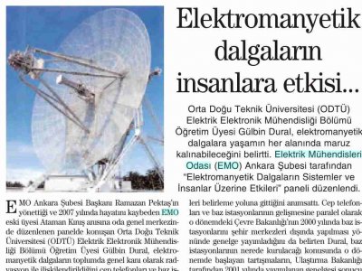 ELEKTROMANYETİK DALGALARIN İNSANLARA ETKİSİ (İL GAZETESİ, 3.6.2009)
