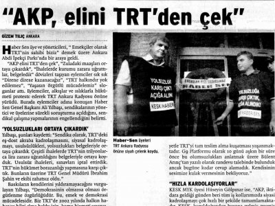 "AKP ELİNİ TRT'DEN ÇEK" (BİRGÜN, 17.07.2009)