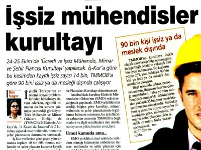 İŞSİZ MÜHENDİSLER KURULTAYI (MİLLİYET, 24.09.2009)