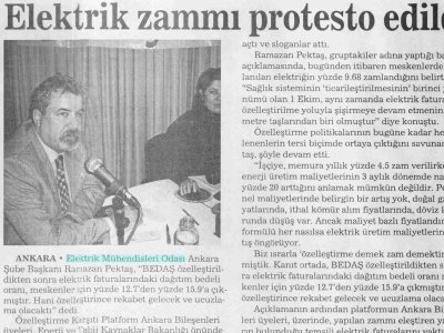 ELEKTRİK ZAMMI PROTESTO EDİLDİ (SONSÖZ, 02.10.2009)