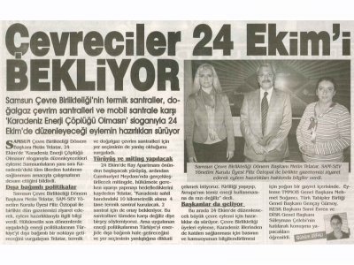 ÇEVRECİLER 24 EKİM'İ BEKLİYOR