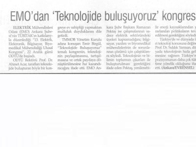 EMODAN TEKNOLOJİDE BULUŞUYORUZ KONGRESİ (EVRENSEL, 24.12.2009)
