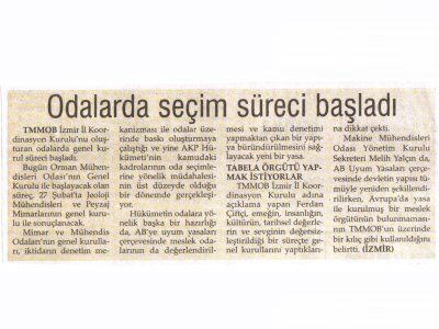 ODALARDA SEÇİM SÜRECİ BAŞLADI- EVRENSEL 16.01.2010
