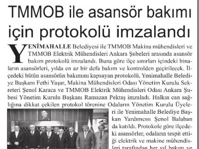 TMMOB İLE ASANSÖR BAKIMI İÇİN PROTOKOLÜ İMZALANDI (KIRMIZI BEYAZ GAZETE, 14.06.2010)
