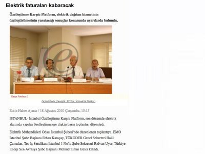 ELEKTRİK FATURALARI KABARACAK (18.08.2010) ETHA