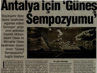ANTALYA İÇİN "GÜNEŞ SEMPOZYUMU" (KÖRFEZ-17.09.2010)